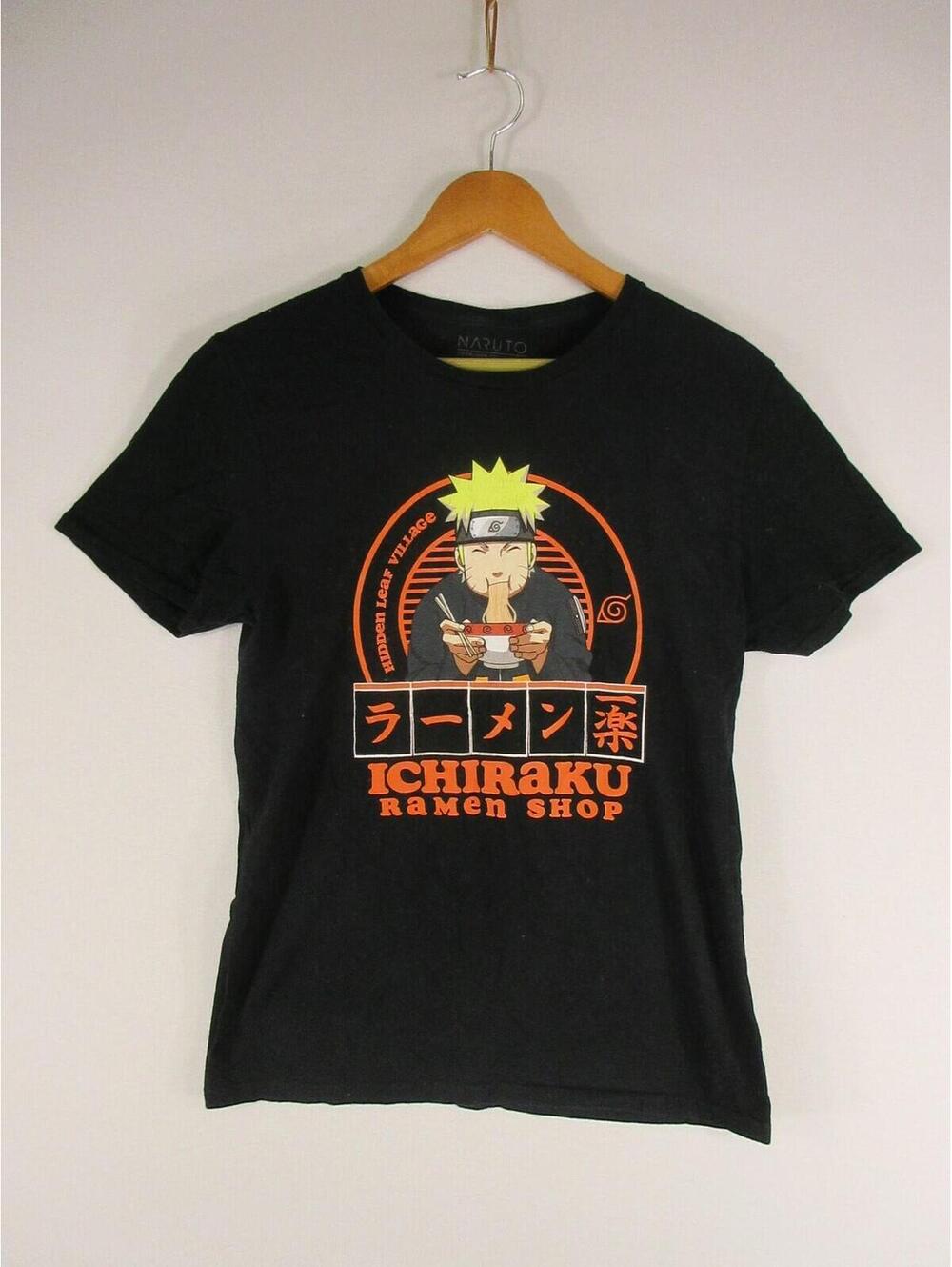 Naruto Graphic T-Shirt Mens M Ichiraku Ramen Shop Black Short Sleeve Cotton